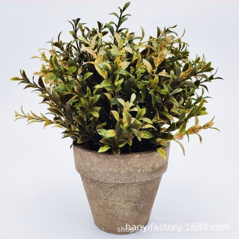 Plantă verde artificială în ghiveci, bonsai decorativ cu flori din plastic, decor pentru interior, înălțime 10–30 cm