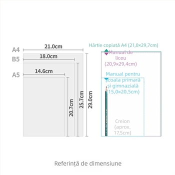 Daolen foițe A4/B5/A5 pentru caiete cu pagini interioare de înlocuire, cu linii orizontale sau goale, 26 sau 30 de găuri