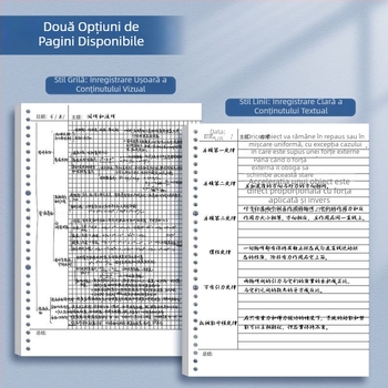 Jurnal Cornell B5 cu foi detașabile, perforat, cu metoda de memorare 5R a lui Ebbinghaus pentru elevi de gimnaziu și liceu