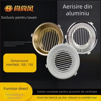Gură circulară de aer din aluminiu pentru ventilație, evacuare și sistem de aer proaspăt – capac pentru încălzitorul de baie