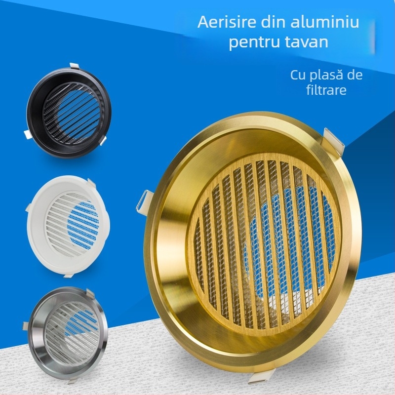 Gură circulară de aer din aluminiu pentru ventilație, evacuare și sistem de aer proaspăt – capac pentru încălzitorul de baie