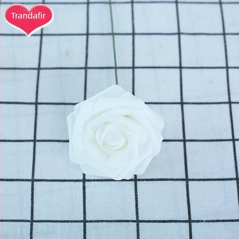 Capă de trandafir din PE, spumă, 8 cm, pentru buchet de nuntă, cu tulpină