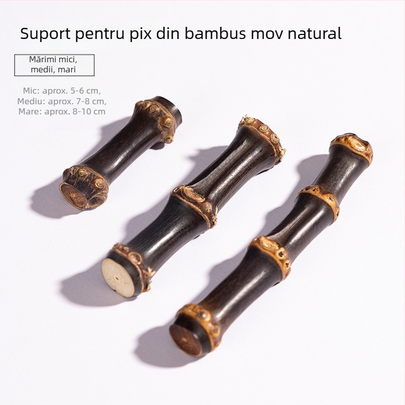 Suport din bambus pentru pix și pensulă, din lemn, decor de birou mov