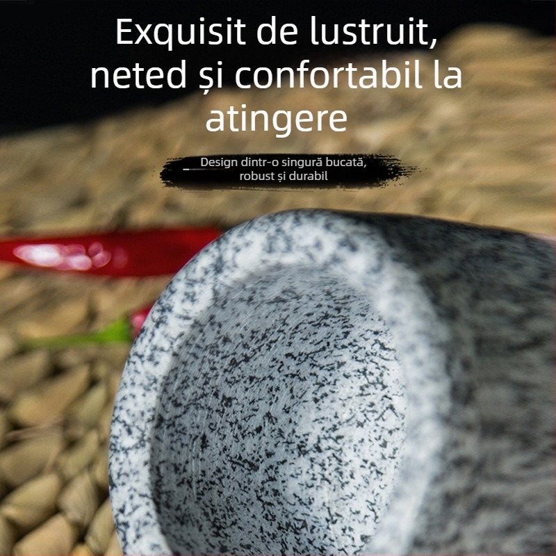 Mojar din piatră pentru zdrobirea usturoiului și presă de usturoi din granit, uz casnic