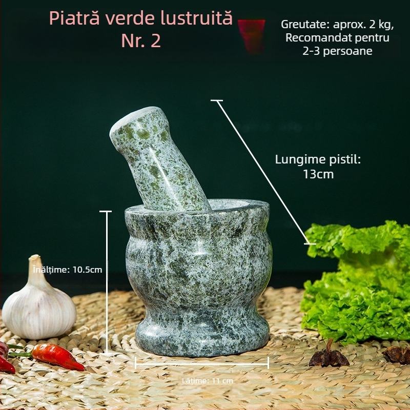 Mojar din piatră pentru zdrobirea usturoiului și presă de usturoi din granit, uz casnic