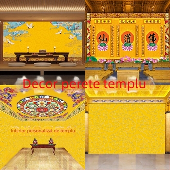 Tapet cu motiv de nori aurii pentru temple budiste, decor de lăcașuri, acoperire a pereților în stil Ming-Qing clasic
