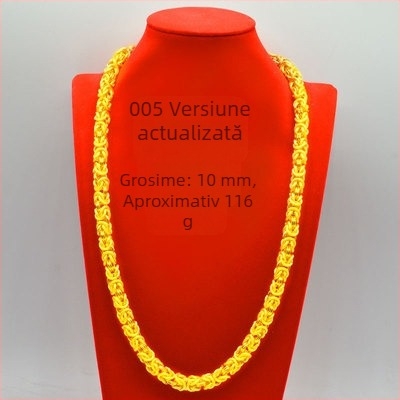 Colier bărbătesc placat cu aur 24K, lanț șarpe gros, lungime 51–80 cm