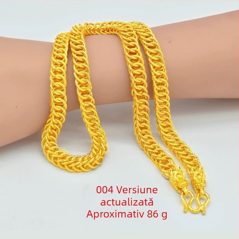 Colier bărbătesc placat cu aur 24K, lanț șarpe gros, lungime 51–80 cm