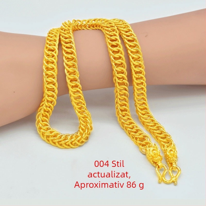 Colier bărbătesc placat cu aur 24K, lanț șarpe gros, lungime 51–80 cm