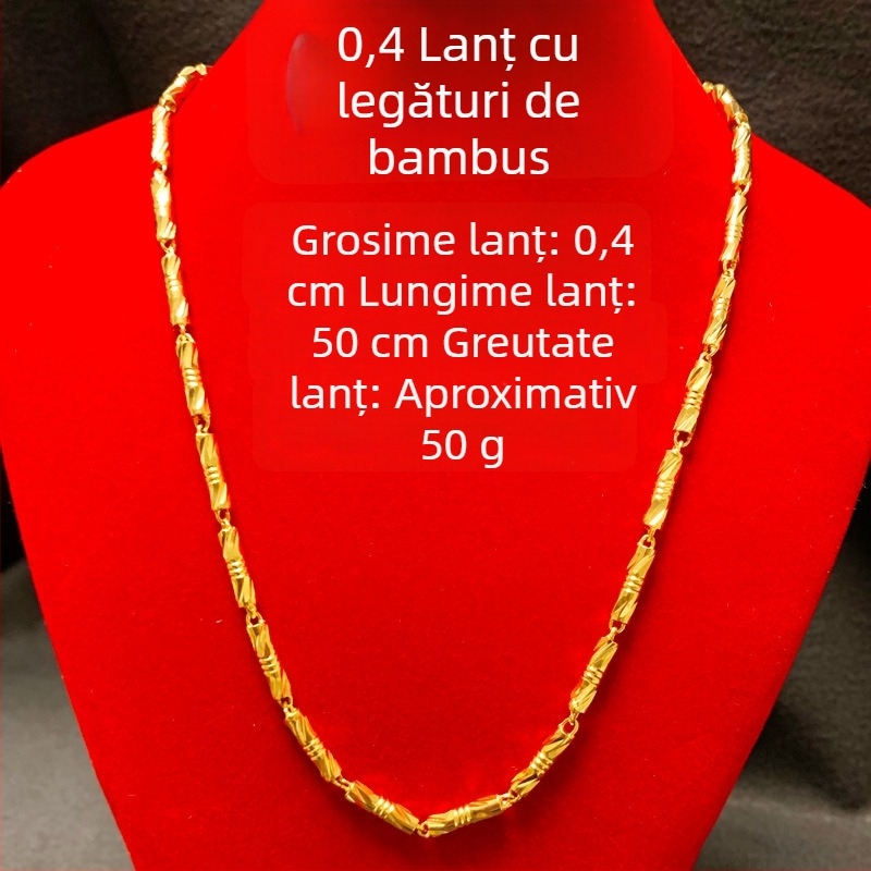 Colier bărbătesc placat cu aur 24K, lanț șarpe gros, lungime 51–80 cm