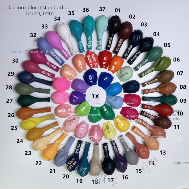 Balonă din latex Tong Xuan, 12 inch, finisaj mat, dimensiune standard, pentru nunți și petreceri, cu logo tipărit, amestec multicolor