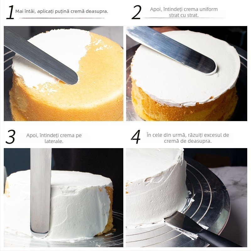 Spatulă pentru tort, 8/10/12 inch, cu lamă pentru demoldare, racletă pentru decorarea cremei, oțel inoxidabil, unealtă de nivelare
