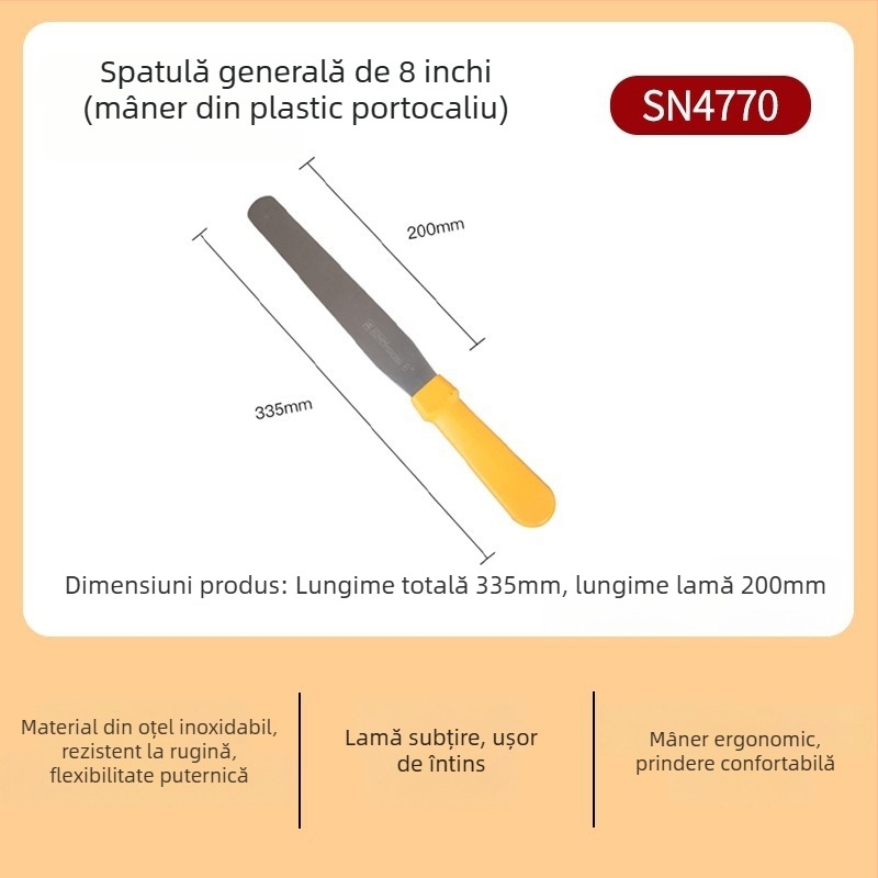Spatulă pentru tort, 8/10/12 inch, cu lamă pentru demoldare, racletă pentru decorarea cremei, oțel inoxidabil, unealtă de nivelare