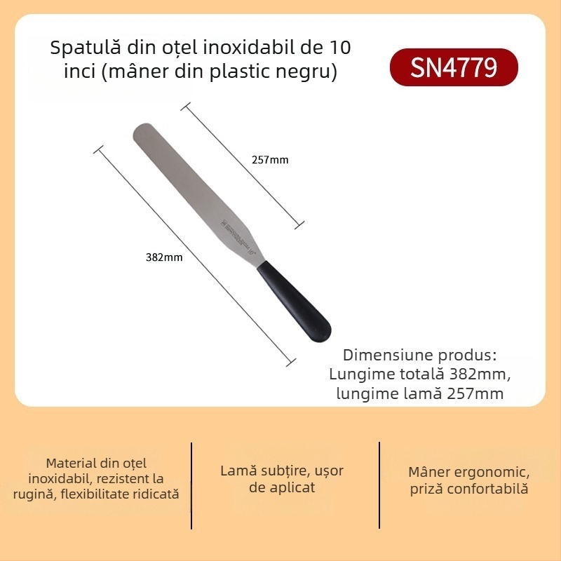 Spatulă pentru tort, 8/10/12 inch, cu lamă pentru demoldare, racletă pentru decorarea cremei, oțel inoxidabil, unealtă de nivelare