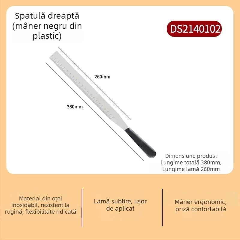 Spatulă pentru tort, 8/10/12 inch, cu lamă pentru demoldare, racletă pentru decorarea cremei, oțel inoxidabil, unealtă de nivelare