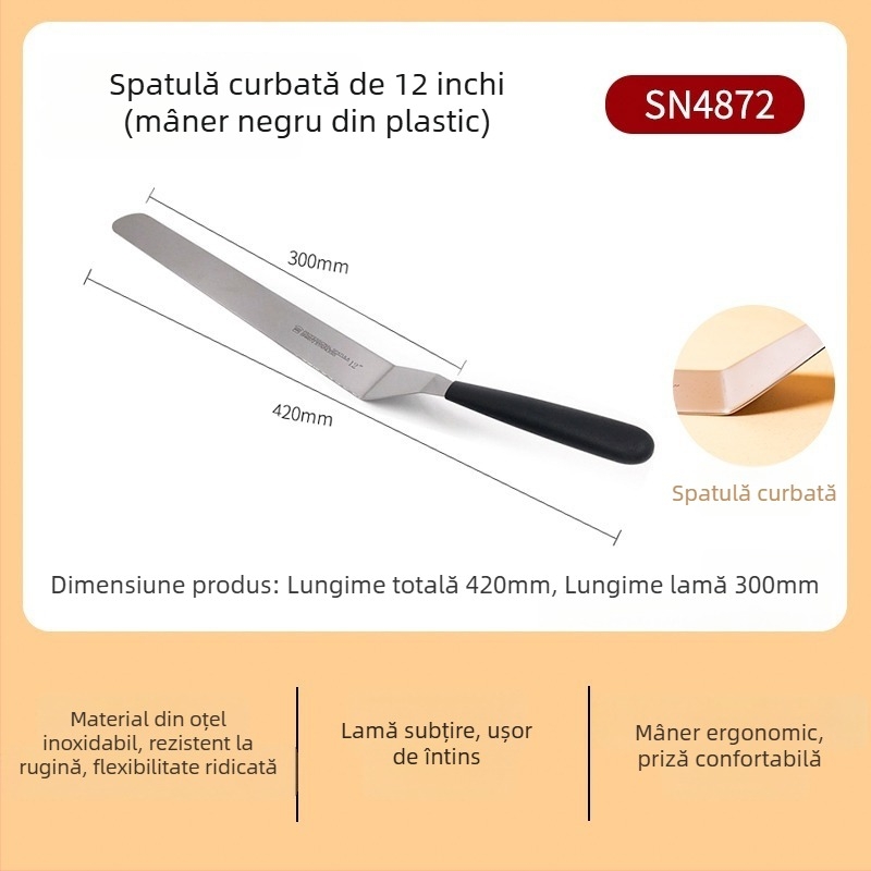 Spatulă pentru tort, 8/10/12 inch, cu lamă pentru demoldare, racletă pentru decorarea cremei, oțel inoxidabil, unealtă de nivelare