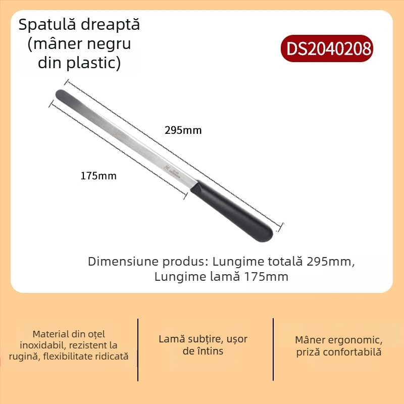 Spatulă pentru tort, 8/10/12 inch, cu lamă pentru demoldare, racletă pentru decorarea cremei, oțel inoxidabil, unealtă de nivelare