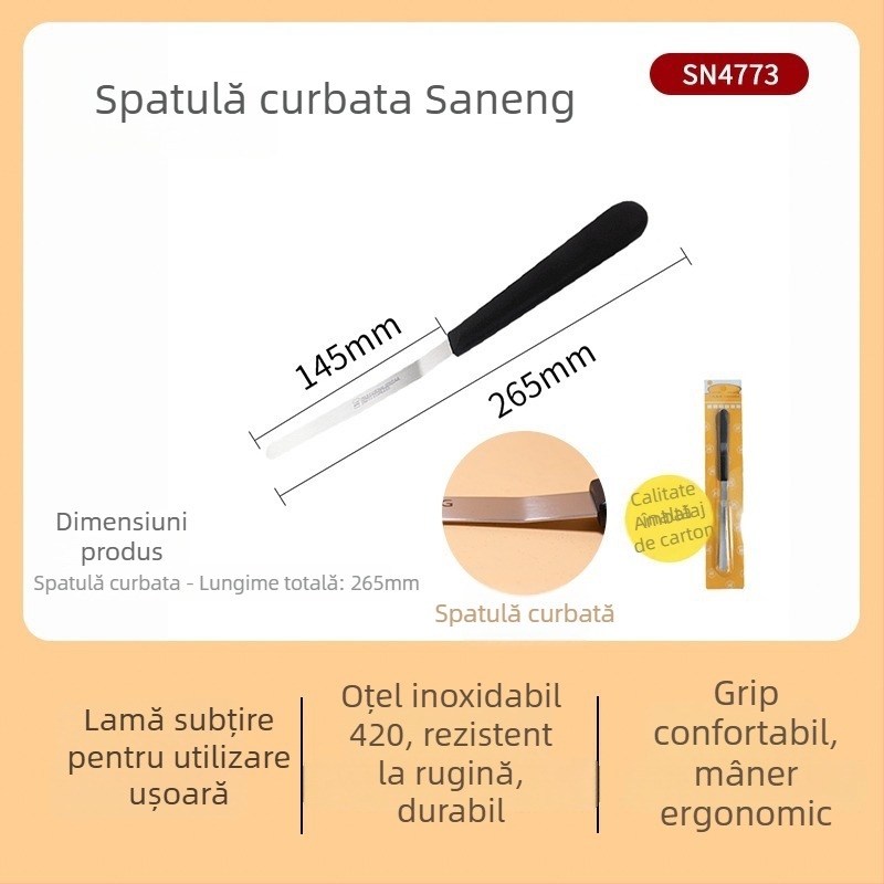 Spatulă pentru tort, 8/10/12 inch, cu lamă pentru demoldare, racletă pentru decorarea cremei, oțel inoxidabil, unealtă de nivelare