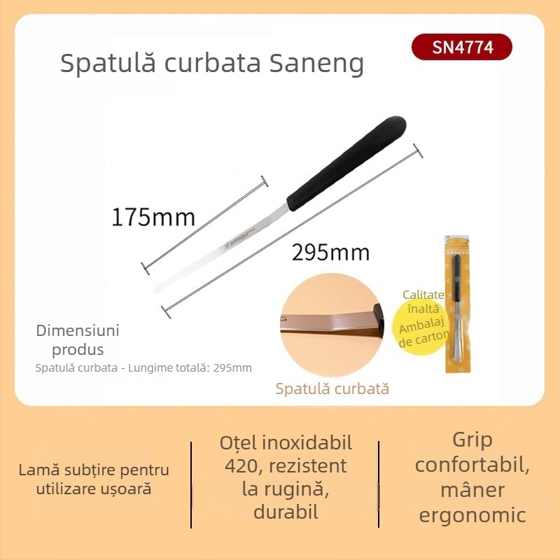 Spatulă pentru tort, 8/10/12 inch, cu lamă pentru demoldare, racletă pentru decorarea cremei, oțel inoxidabil, unealtă de nivelare