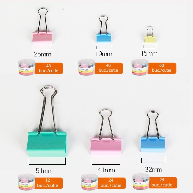 Clip metalic cu coadă lungă, colorat, clip de birou pentru papetărie, dimensiuni mari, medii și mici