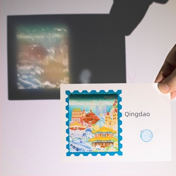 Carte poștală transparentă cu peisaj urban, set de semne de carte din film transparent, colecție de timbre ale muzeelor și obiectivelor turistice, carte poștală publicitară personalizabilă