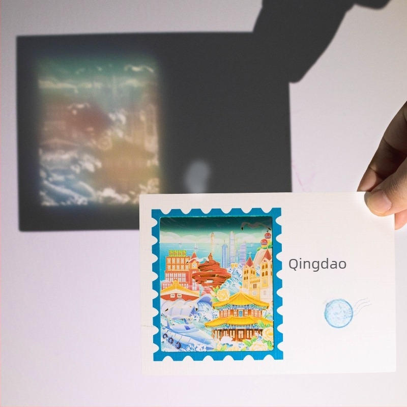 Carte poștală transparentă cu peisaj urban, set de semne de carte din film transparent, colecție de timbre ale muzeelor și obiectivelor turistice, carte poștală publicitară personalizabilă