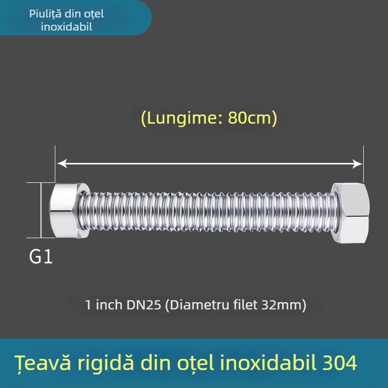 Țeavă corrugată din oțel inoxidabil 304, 1 inch, pentru abur și apă la temperaturi și presiuni ridicate, poate fi modelată, cu conectare filetată, Haomiao