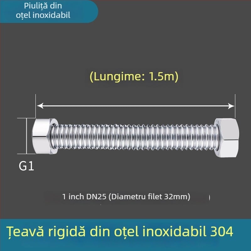 Țeavă corrugată din oțel inoxidabil 304, 1 inch, pentru abur și apă la temperaturi și presiuni ridicate, poate fi modelată, cu conectare filetată, Haomiao