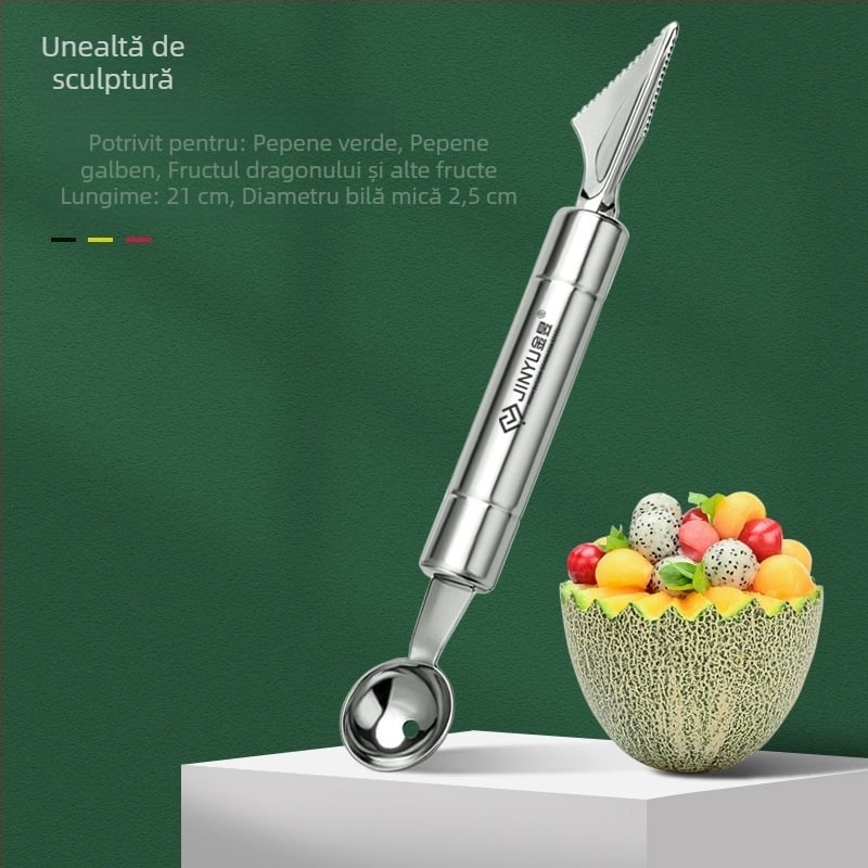 Set de forme pentru fructe și bile de pepene, unelte creative pentru platou și cuțit de sculptură