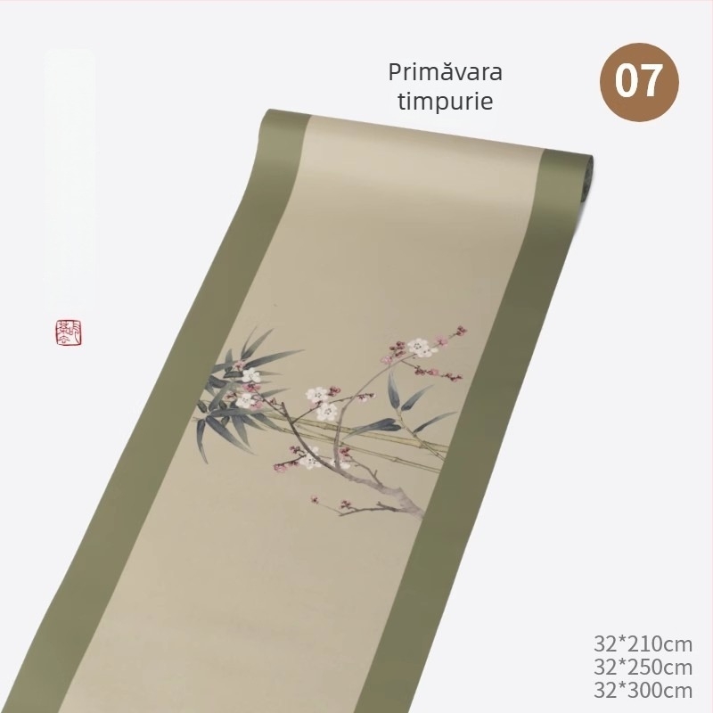 Runner de masă din mătase, impermeabil, inspirație Zen, stil chinez modern, lung