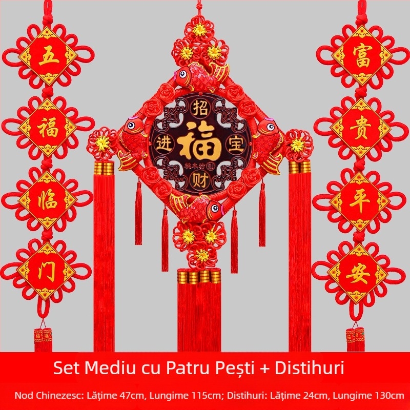 Pandantiv chinezesc cu nod mare din lemn de piersic, cu semn de binecuvântare – decor de perete pentru sufragerie și hol