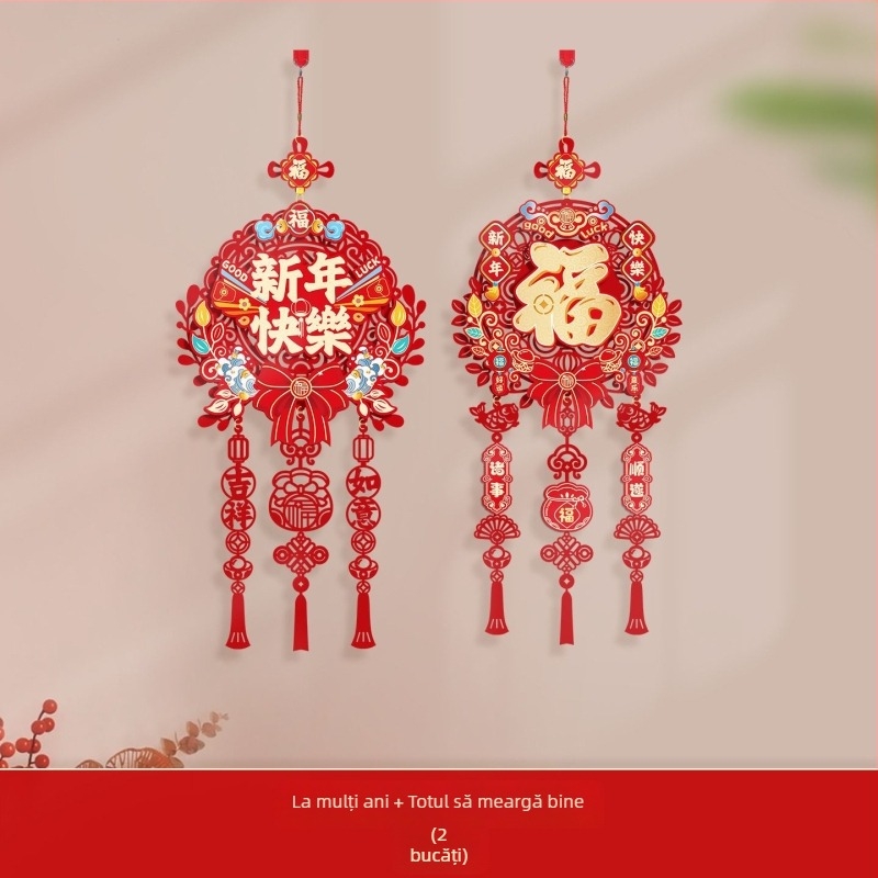 Decorațiune de Anul Nou pentru living: pandantiv din nod chinezesc cu un mare simbol de binecuvântare, Anul Calului
