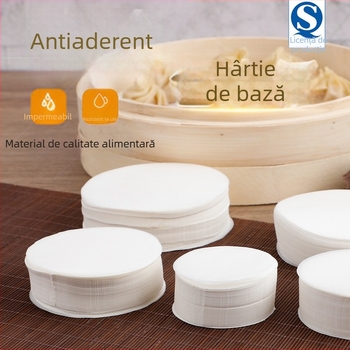 Hârtie de aburi cu ulei de silicon, de unică folosință, antiaderentă; folie pentru gătit la abur, rotundă sau pătrată, pentru chifle și pâine