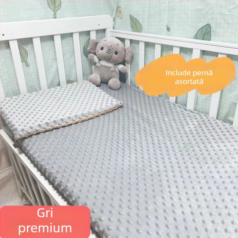 Set de cearșafuri pentru pătuț de bebeluș, din bumbac 100% twill, cu husă velur
