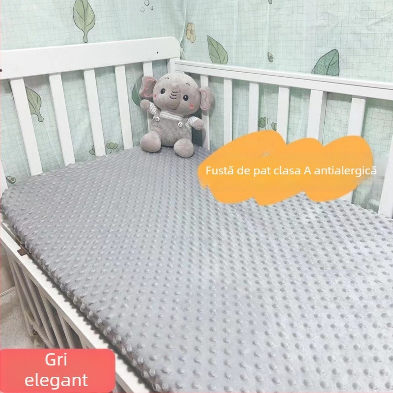Set de cearșafuri pentru pătuț de bebeluș, din bumbac 100% twill, cu husă velur