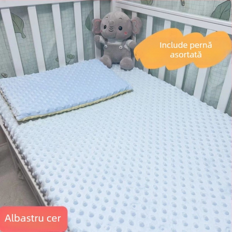 Set de cearșafuri pentru pătuț de bebeluș, din bumbac 100% twill, cu husă velur