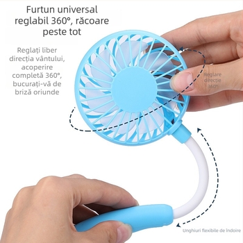 Ventilator portabil pentru gât, cu încărcare USB, autonomie lungă a bateriei, răcire silențioasă, a treia generație