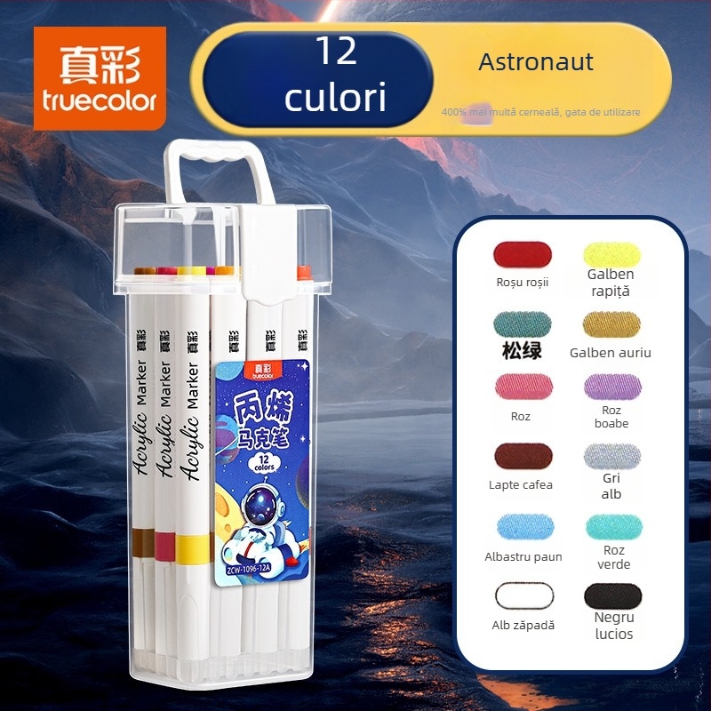 Marker True Color pentru desen, marker de acuarelă sigur pentru grădiniță, culori opace și pensulă acrilică suprapozabilă