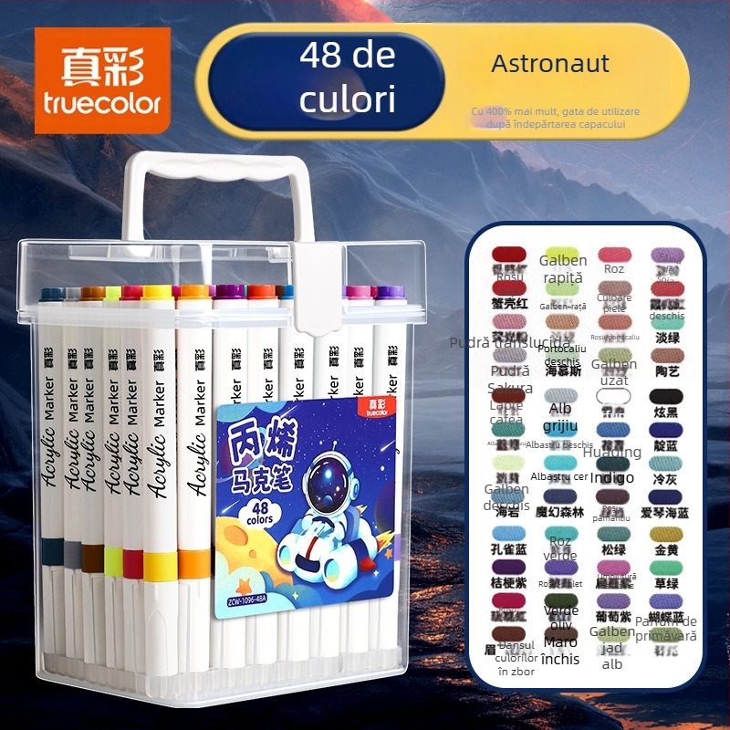 Marker True Color pentru desen, marker de acuarelă sigur pentru grădiniță, culori opace și pensulă acrilică suprapozabilă