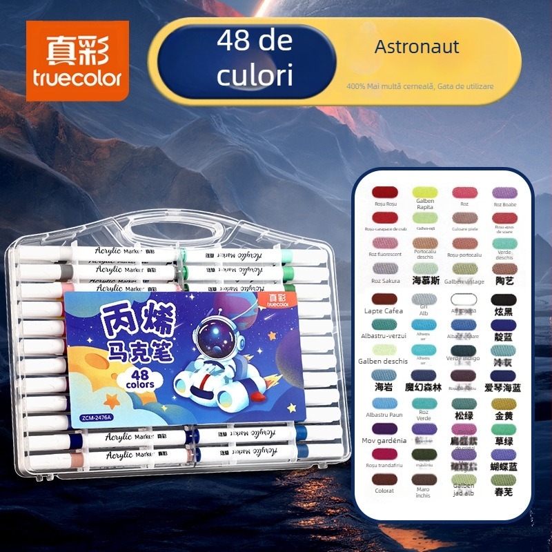 Marker True Color pentru desen, marker de acuarelă sigur pentru grădiniță, culori opace și pensulă acrilică suprapozabilă