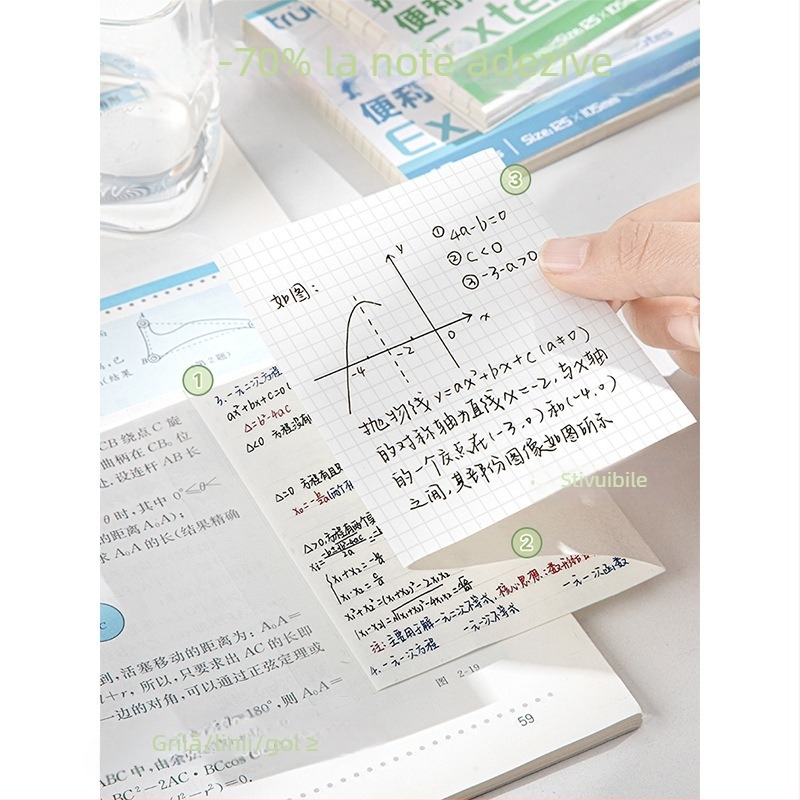 True Color note adezive extensibile, transparente și pliabile, pentru studenți – transparente, care nu acoperă textul, ideale pentru notițe și corectarea greșelilor
