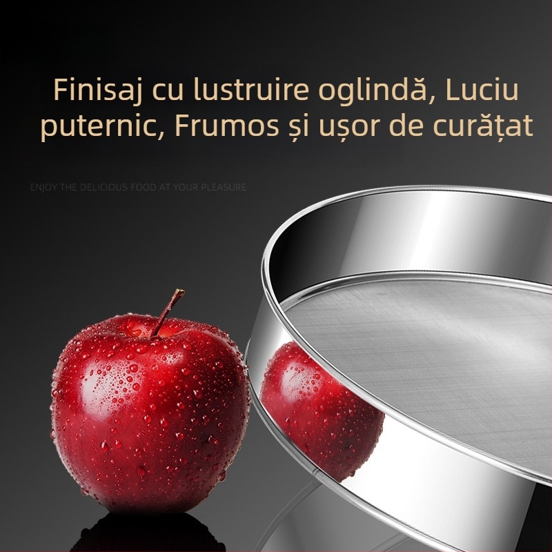 Sită din oțel inoxidabil pentru făină, cu plasă fină, sită de bucătărie pentru coacere și filtrare.