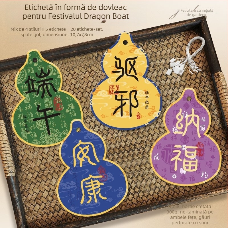 Felicitare pentru Festivalul Dragon Boat, cu caligrafie în stil național – text festiv, pandant de agățat pentru decor DIY