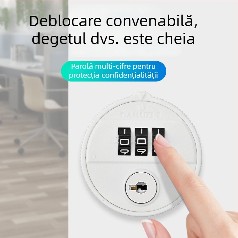 Lacăt mecanic cu parolă și cheie pentru dulap de fișiere, cu uși duble, sertar extins