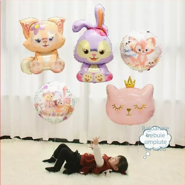 Balon din folie de aluminiu cu animale desenate și fructe pentru sugari, jucărie pentru urmărirea privirii, balon zburător cu heliu