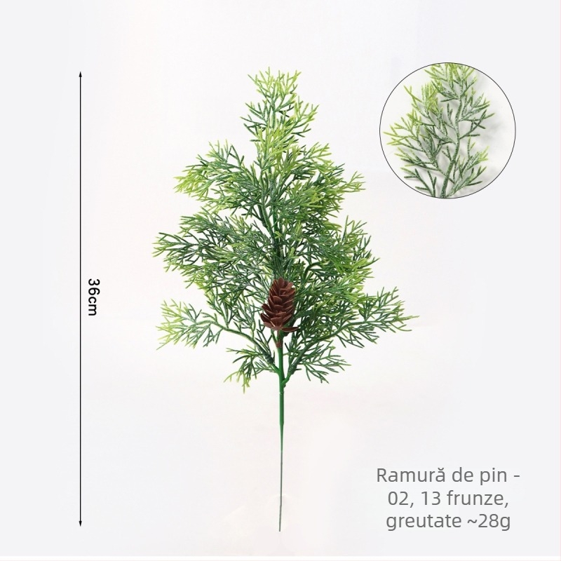 Ramură de brad artificială pentru aranjamente florale de interior, ornament cu ace de pin artificiale