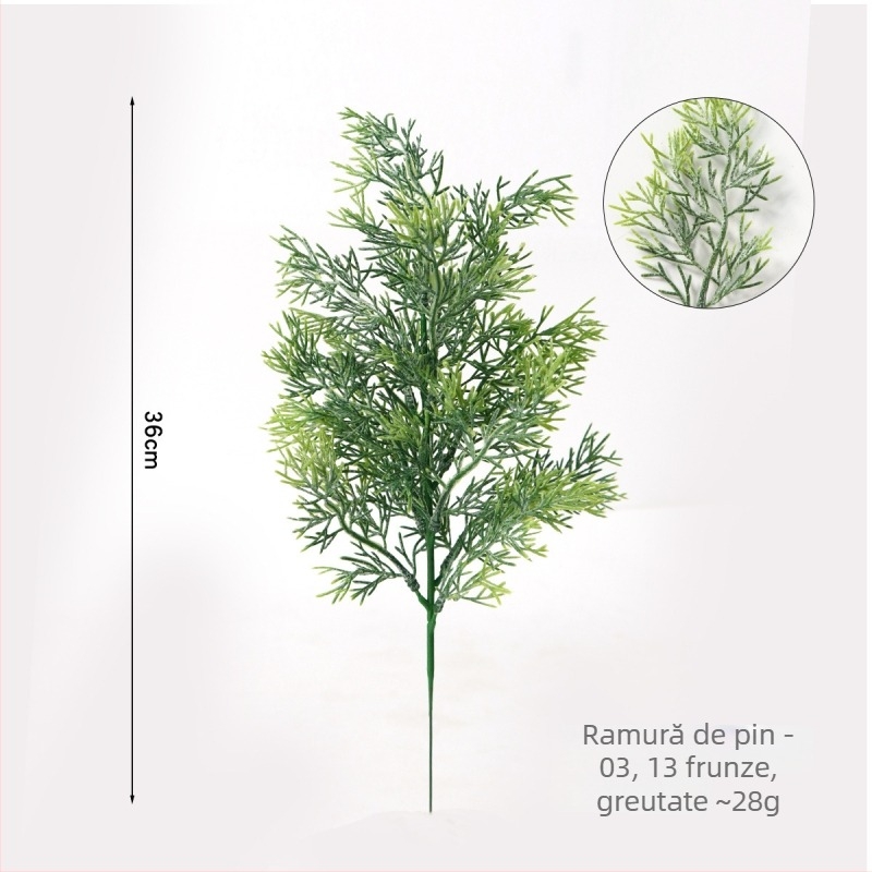 Ramură de brad artificială pentru aranjamente florale de interior, ornament cu ace de pin artificiale