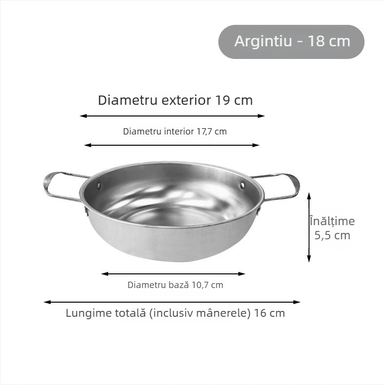Oală pentru tăiței instant Koreene, oțel inoxidabil, auriu, cu două mânere, fund plat, oală mică pentru gătit în casă
