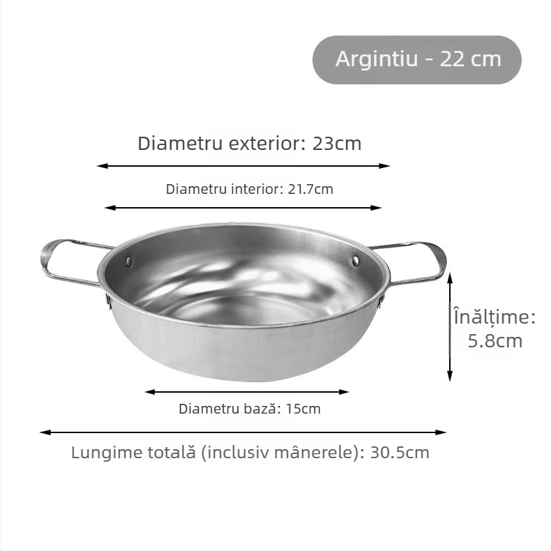 Oală pentru tăiței instant Koreene, oțel inoxidabil, auriu, cu două mânere, fund plat, oală mică pentru gătit în casă