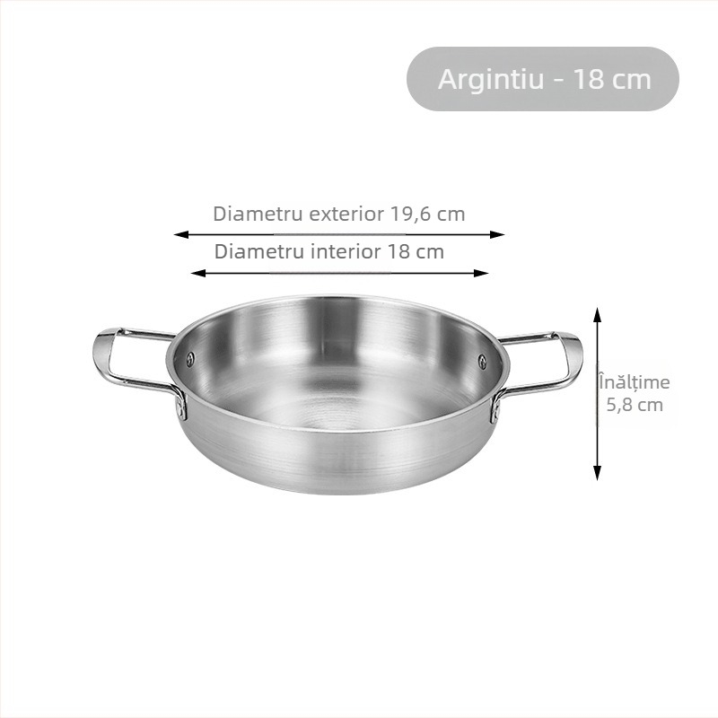 Oală pentru tăiței instant Koreene, oțel inoxidabil, auriu, cu două mânere, fund plat, oală mică pentru gătit în casă